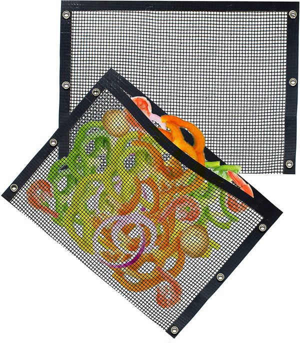 Kona Mesh Grill Bags - Non - Stick BBQ Grilling Bags for Veggies (Set of 2) - Reusable & Easy to Clean - HitchFire