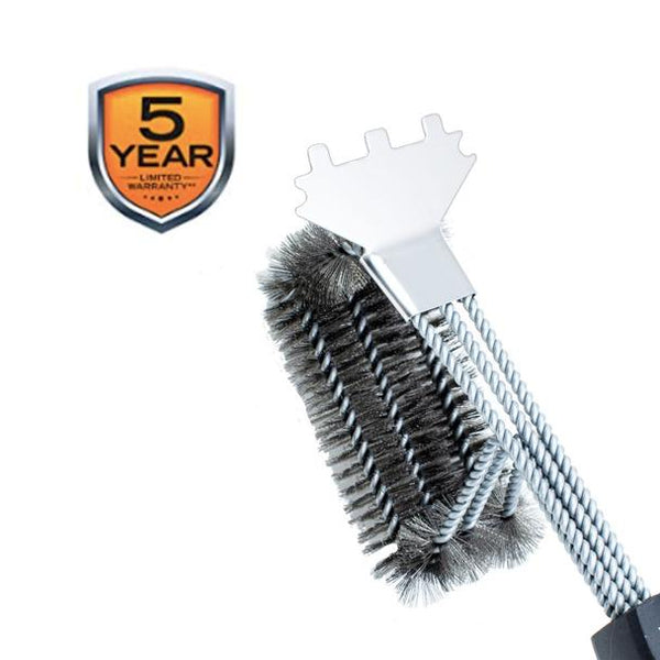 Kona Speed/Scrape Grill Brush & Scraper with Flex Grip Handle - Stainless Steel Bristles - HitchFire