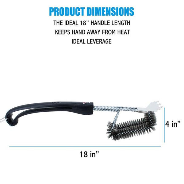 Kona Speed/Scrape Grill Brush & Scraper with Flex Grip Handle - Stainless Steel Bristles - HitchFire