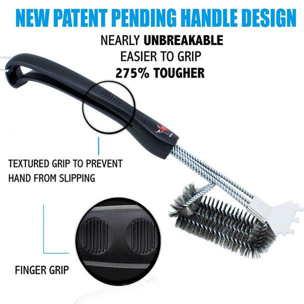 Kona Speed/Scrape Grill Brush & Scraper with Flex Grip Handle - Stainless Steel Bristles - HitchFire