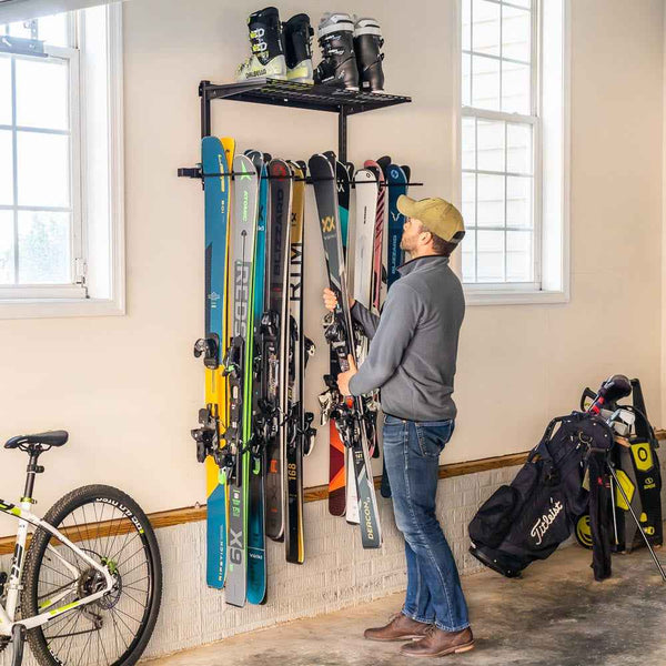 Solitude Ski Wire Shelf | Adjustable Wall Storage System | Holds 10 Pairs of Skis