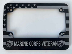 Marine Corps Veteran American Flag Billet Aluminum Motorcycle License Plate Frame