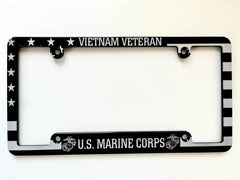 Marine Corps Vietnam Veteran American Flag Billet Aluminum License Plate Frame