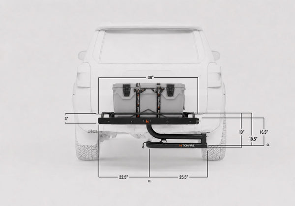 Cook station rear view diagram with labeled dimensions for height and width.