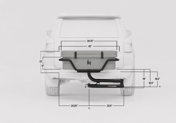 Field Box Storage Container dimensions diagram for pickup rear mounting