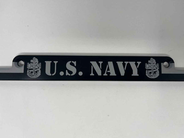 Navy American Flag Billet Aluminum License Plate Frame