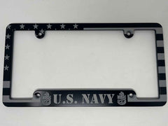 Navy American Flag Billet Aluminum License Plate Frame