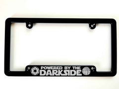 Powered By The Darkside Billet Aluminum License Plate Frame