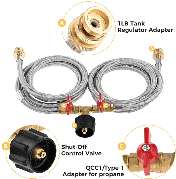 Propane Two Way Y Splitter Adapter Hose - HitchFire