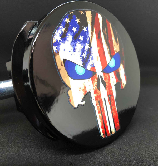 Punisher American Flag Blue Eyes Hitch Cover