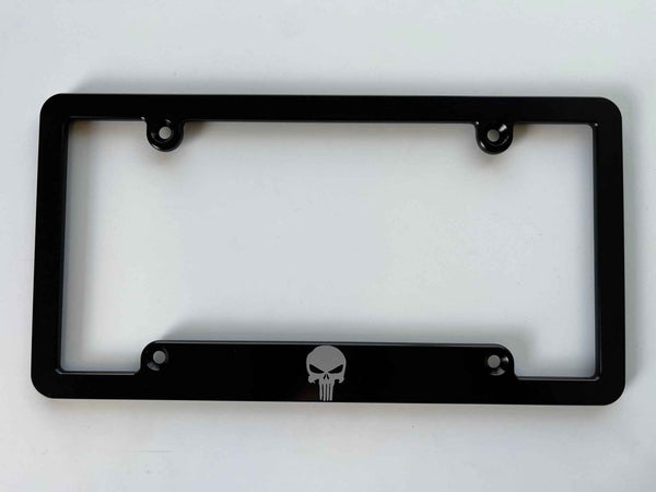 Punisher Laser Engraved Billet Aluminum License Plate Frame