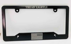 Reverse American Flag Tread Lightly Billet Aluminum License Plate Frame