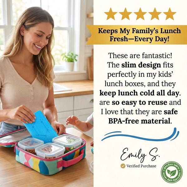 Slim Ice Packs for Lunch Boxes (Set of 4)