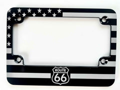 Route 66 American Flag Motorcycle Billet Aluminum License Plate Frame