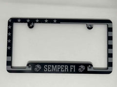 Semper Fi American Flag Billet Aluminum License Plate Frame