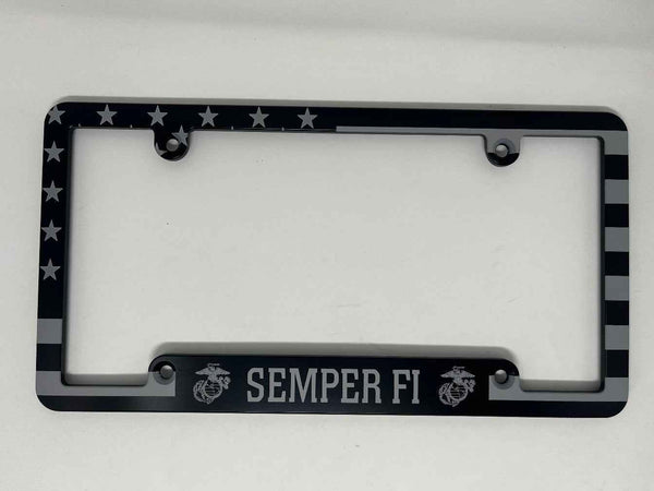 Semper Fi American Flag Billet Aluminum License Plate Frame