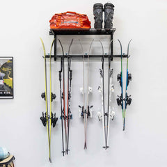 Lone Peak Ski Rack + Shelf | Adjustable Wall Storage System | Holds 5 Pairs of Skis