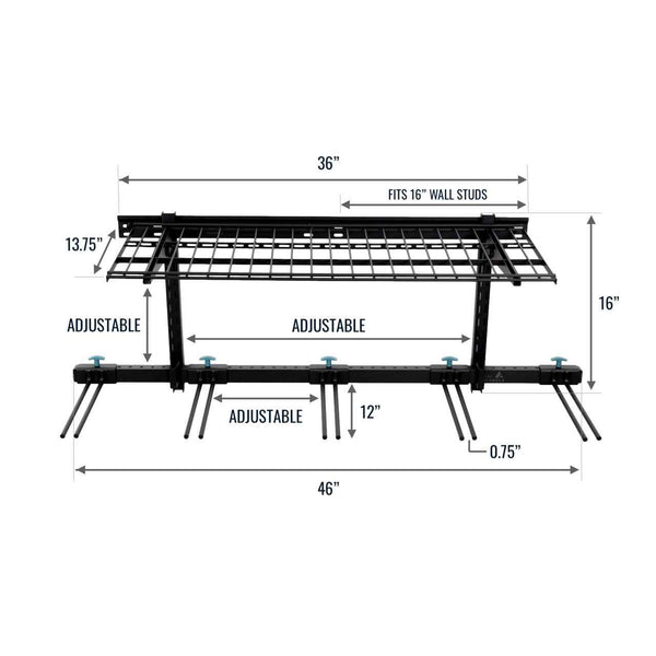 Solitude Ski Wire Shelf | Adjustable Wall Storage System | Holds 10 Pairs of Skis