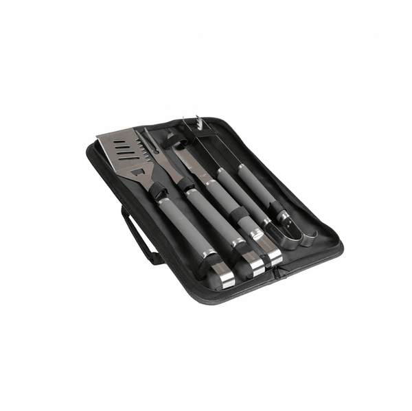 Super Gameday bundle: black pouch with grilling tool set and metal utensils