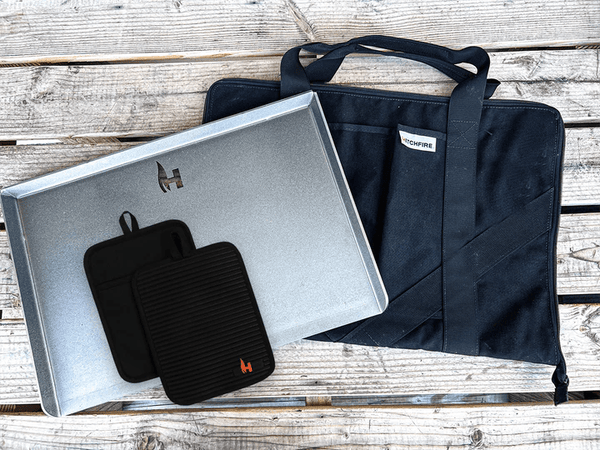 Super Gameday bundle: flat top griddle with HITCHFIRE in a metal box and navy case