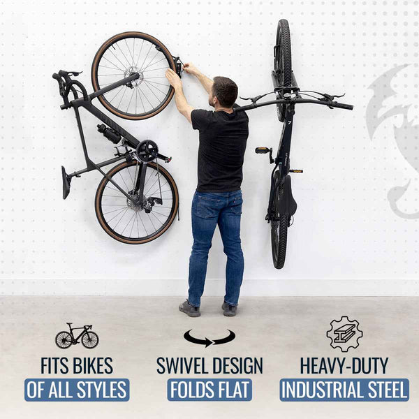 Swivel Mount Bike Storage Rack | 2 Bike Garage Wall Hooks