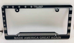 Trump Made America Great Again MAGA American Flag Billet Aluminum License Plate Frame
