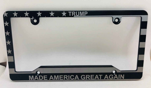 Trump Made America Great Again MAGA American Flag Billet Aluminum License Plate Frame