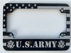 US Army American Flag Billet Aluminum Motorcycle License Plate Frame