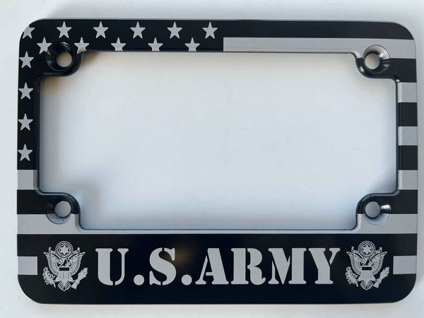 US Army American Flag Billet Aluminum Motorcycle License Plate Frame