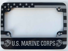 U.S. Marine Corps American Flag Billet Aluminum Motorcycle License Plate Frame