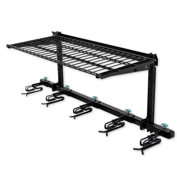 Lone Peak Ski Rack + Shelf | Adjustable Wall Storage System | Holds 5 Pairs of Skis