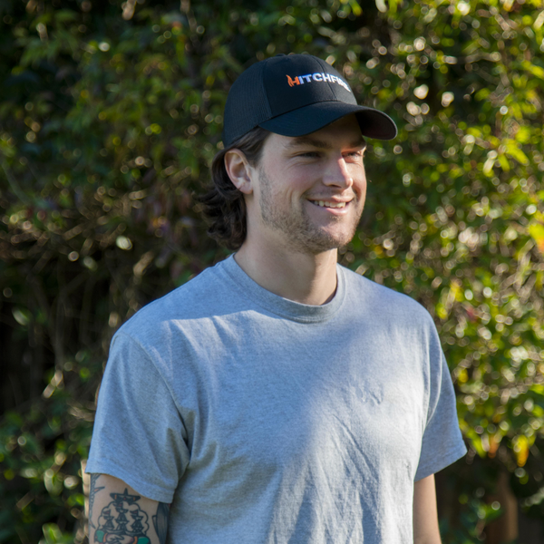Male wearing HitchFire hat