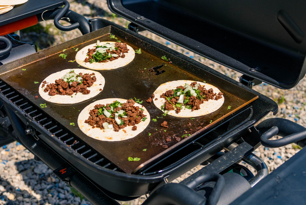 Street tacos on flat top