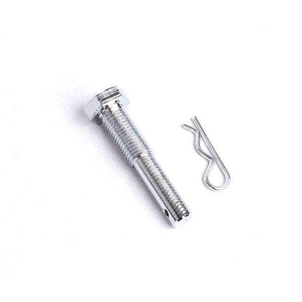 Steel hitch pin and safety clip for hitch extender