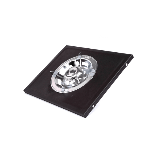 Black side burner stove insert with circular metal burner head